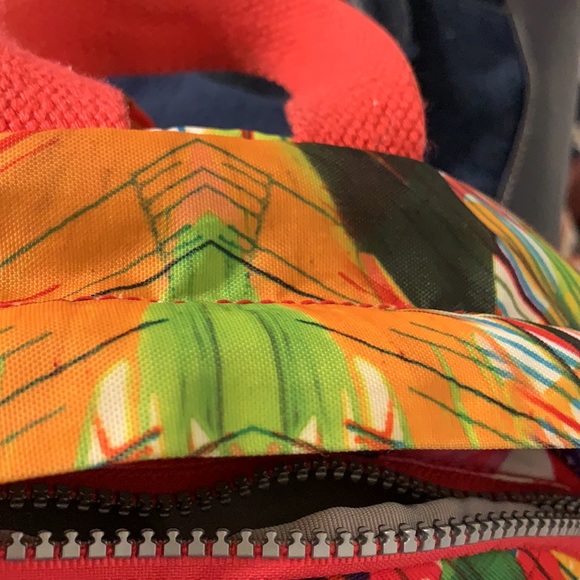 RARE! KIPLING Backpack Tropical Paint Spatter w the signature PLUSH MONKEY! - Picture 7 of 12